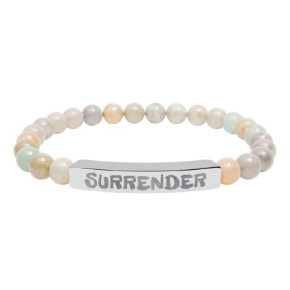 This is a beaded bracelet with SURRENDER on the Stainless Steel bar