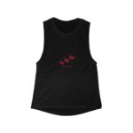 Women's Flowy Scoop Muscle Tank Front has 3 butterflies with "UNBOTHERED" beneath them